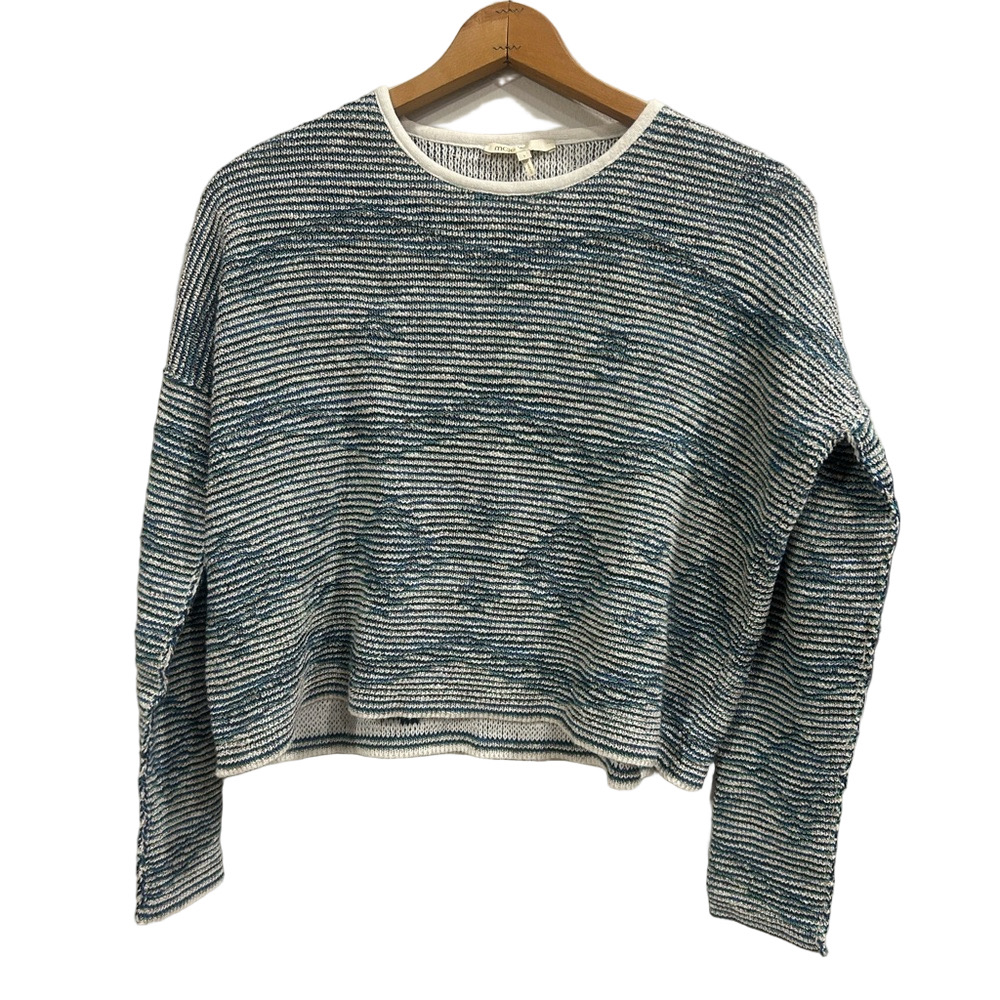 Maje Paris Metallic Stripe Knit Sweater | Size 1 (Small)